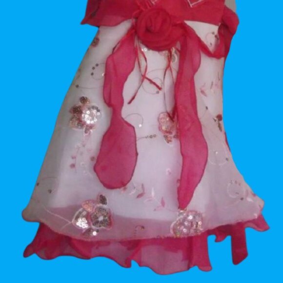 White  Pink Flower Girl Wedding Party Dress Girls Size 2 NWT - Picture 2 of 3